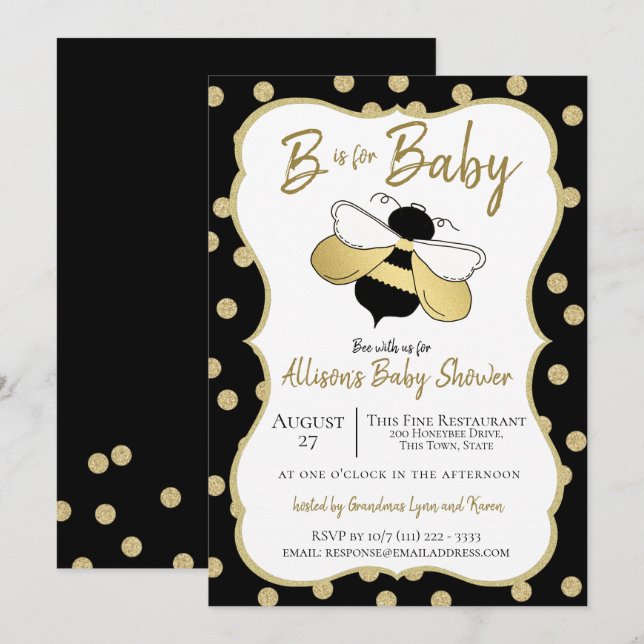 Bee is for Baby Shower Invitation (Front/Back)