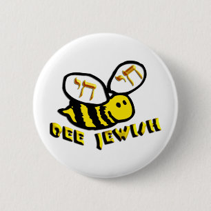 Bee Jewish 6 Cm Round Badge