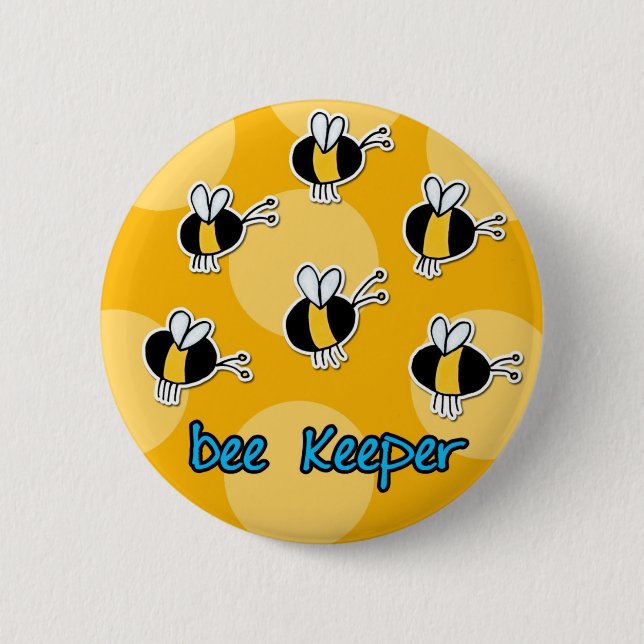 bee keeper 6 cm round badge (Front)