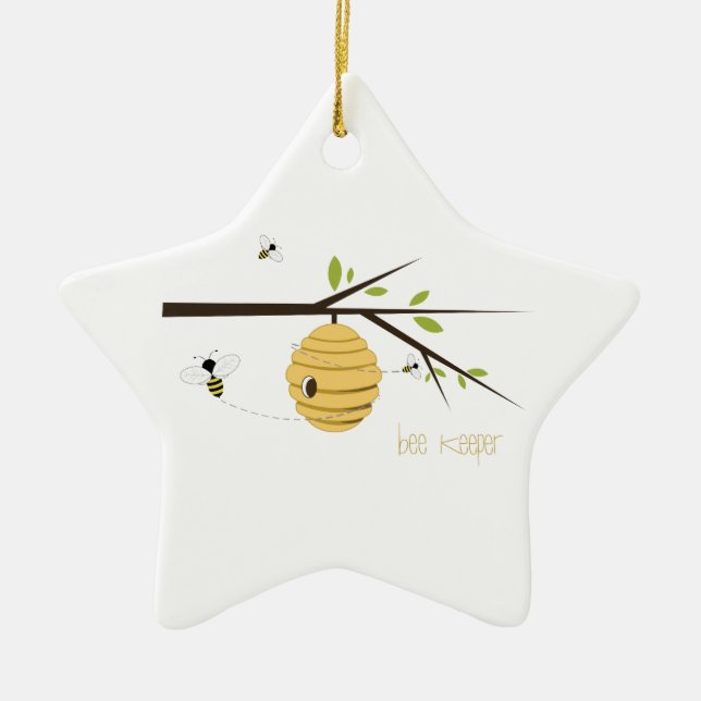 Bee Keeper Ceramic Tree Decoration (Front)