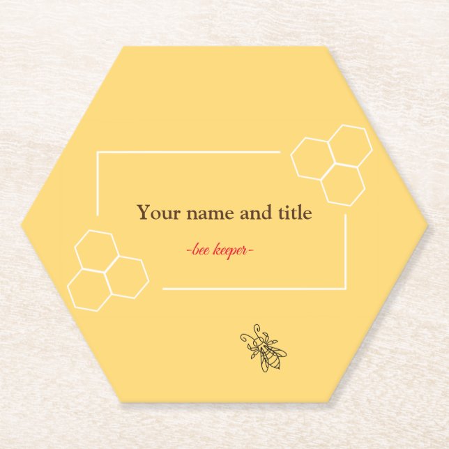Bee keeper design customisable business card paper coaster (Front)