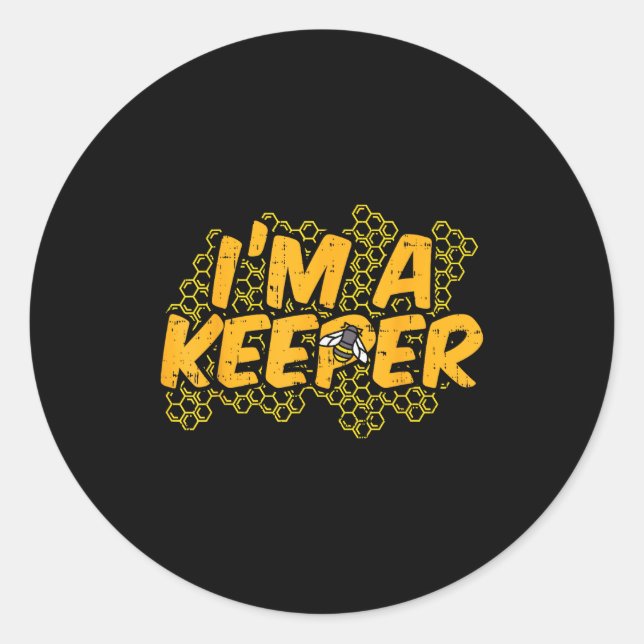 Bee-keeper Funny Beekeeng Pun Humour Honey Aarist  Classic Round Sticker (Front)