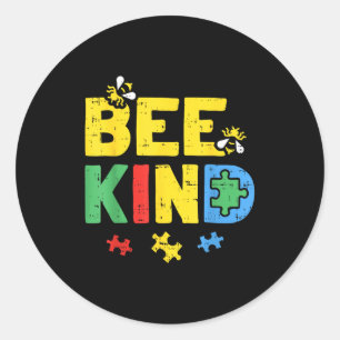 Bee Kind Autism Awareness Shirt Puzzle Autistic Classic Round Sticker