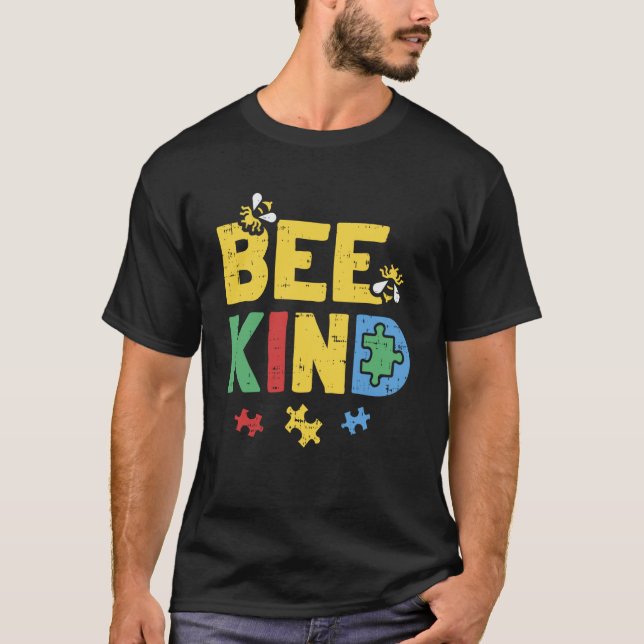 Bee Kind Autism Awareness Shirt Puzzle Autistic Gi (Front)
