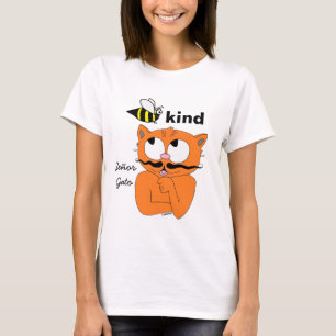 Bee Kind (be kind) Cartoon Mustache Cat t shirt