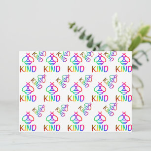 Bee kind, be kind, colourful honey bee design  invitation