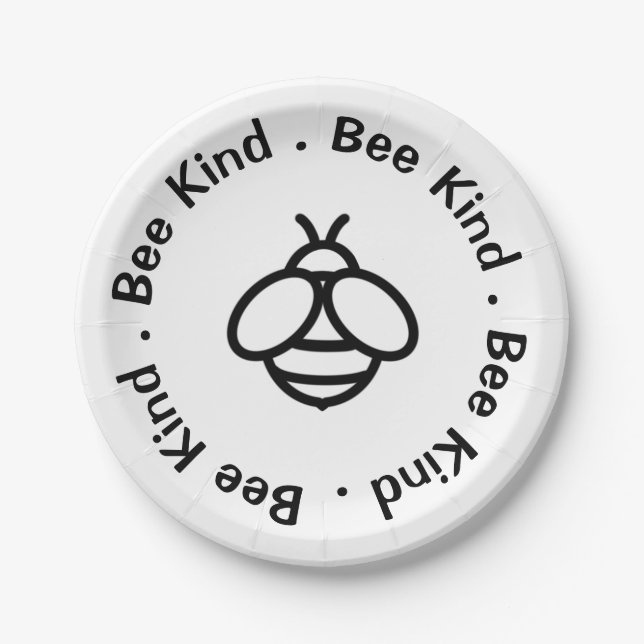 Bee Kind, be kind honey bee design Paper Plate (Front)