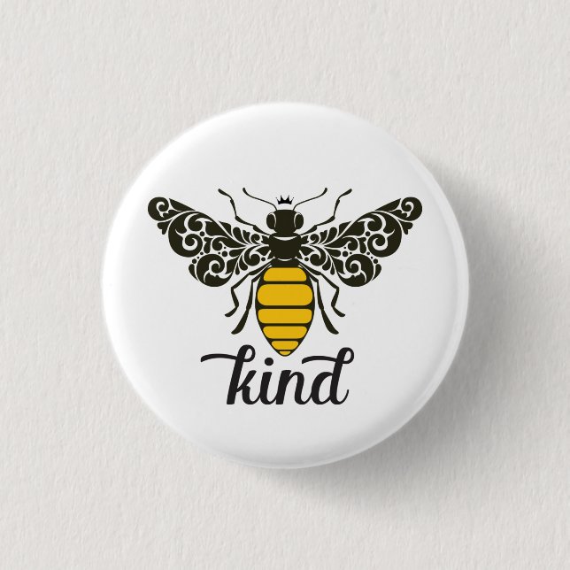Bee Kind | Be Kind | Ornate Bee  3 Cm Round Badge (Front)