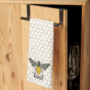 Bee Kind   Be Kind   Ornate Bee  Tea Towel