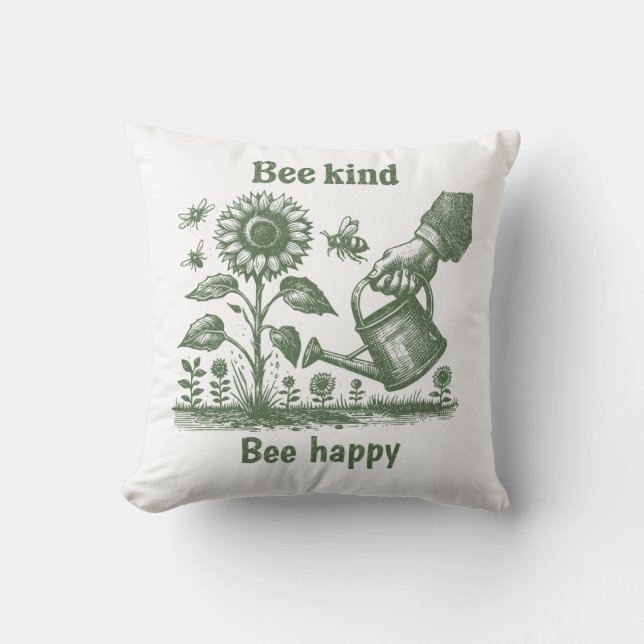 Bee Kind Bee Bee  Happy  Sunflower Caregiver gift Cushion (Front)