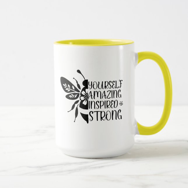 bee kind bee positive motivating ceramic 15oz mug (Right)
