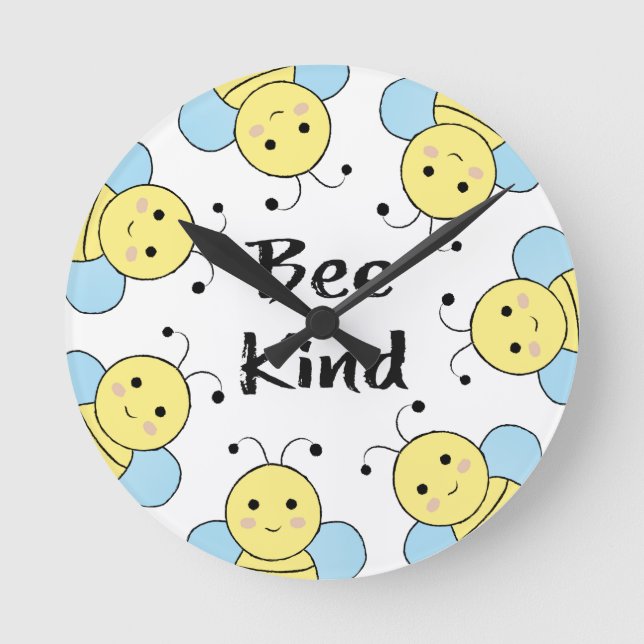 Bee Kind Bees Round Clock (Front)