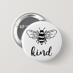 Bee Kind Black 6 Cm Round Badge