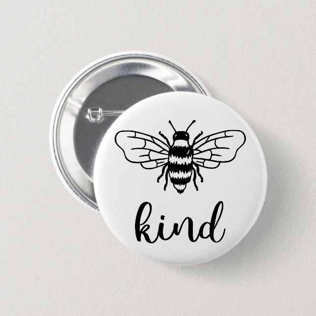 Bee Kind Black 6 Cm Round Badge (Front & Back)