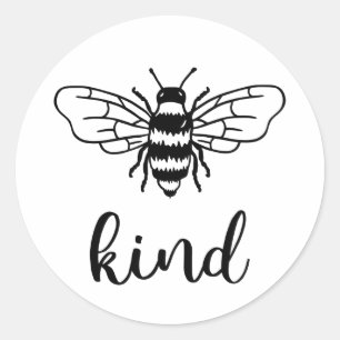 Bee Kind Black Classic Round Sticker