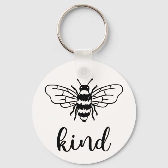 Bee Kind Black Key Ring (Front)