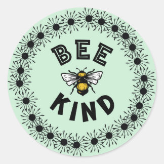 Bee Kind Bumble Bee Kindness Floral Design Classic Round Sticker
