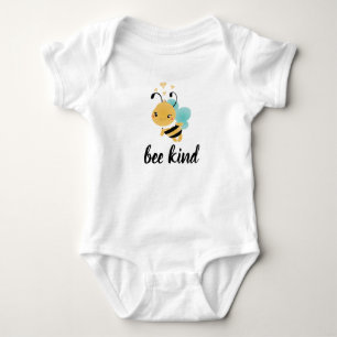 Bee Kind Bumblebee Hearts Yellow Blue Baby Bodysuit