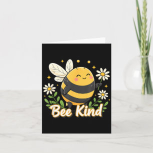 Bee Kind Cute Bee Cartoon Floral Eco Awareness Card