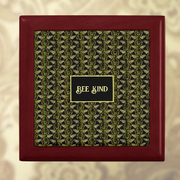Bee Kind Elegant Gold and Black Bee Pattern Gift Box