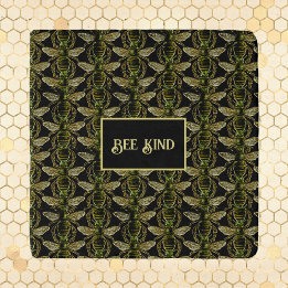 Bee Kind Elegant Gold and Black Bee Pattern Trivet