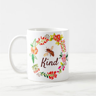 Bee kind floral coffee mug