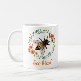 bee kind floral coffee mug