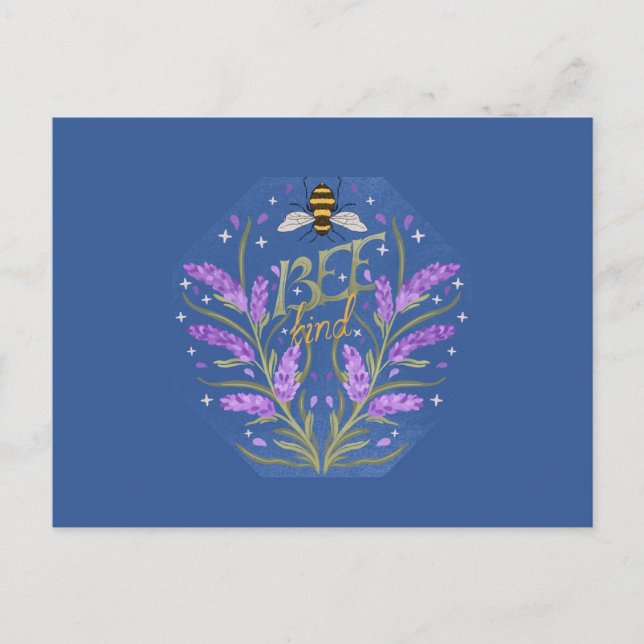 Bee Kind Floral Design - Motivational Message Postcard (Front)