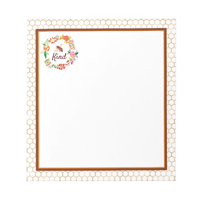 Bee kind floral   notepad (Front)