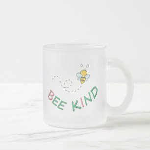 Bee Kind Funny Motivational Positive Quote Artwork Frosted Glass Coffee Mug