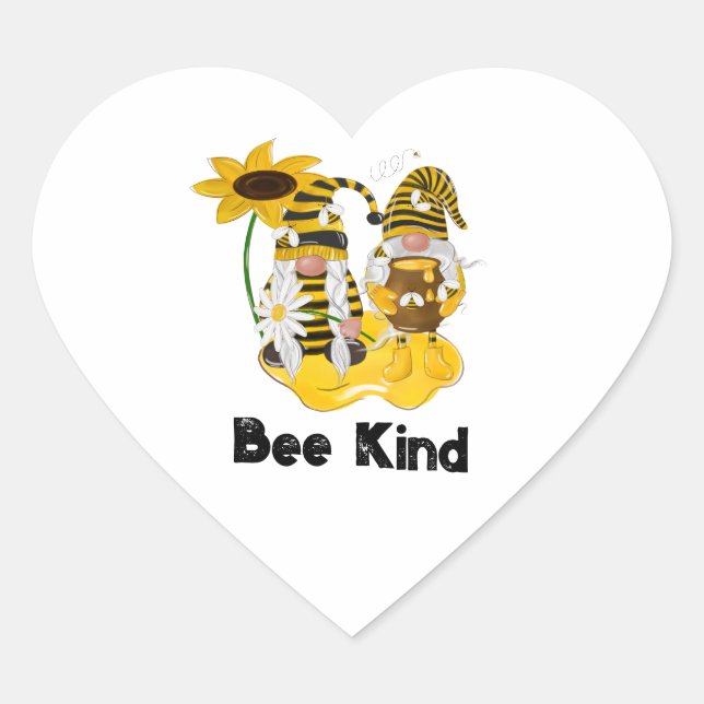 Bee Kind Gnome Customisable Sunflower Stickers (Front)