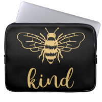 Bee Kind Gold Laptop Sleeve
