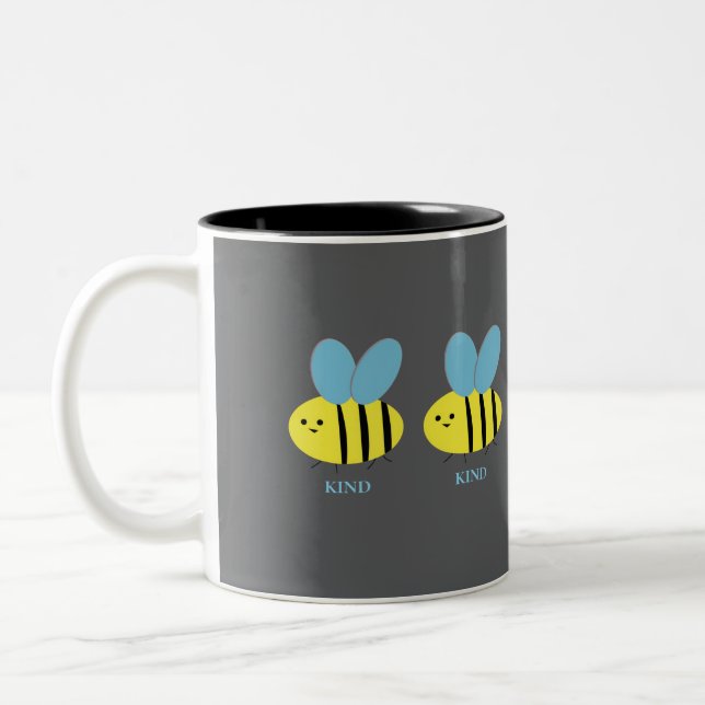 Bee Kind Grey Two-Tone Coffee Mug (Left)