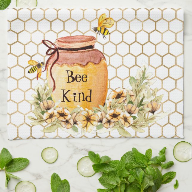 Bee kind honey pot  tea towel (Folded)