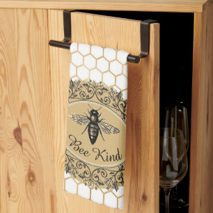 Bee kind honeycomb tea towel