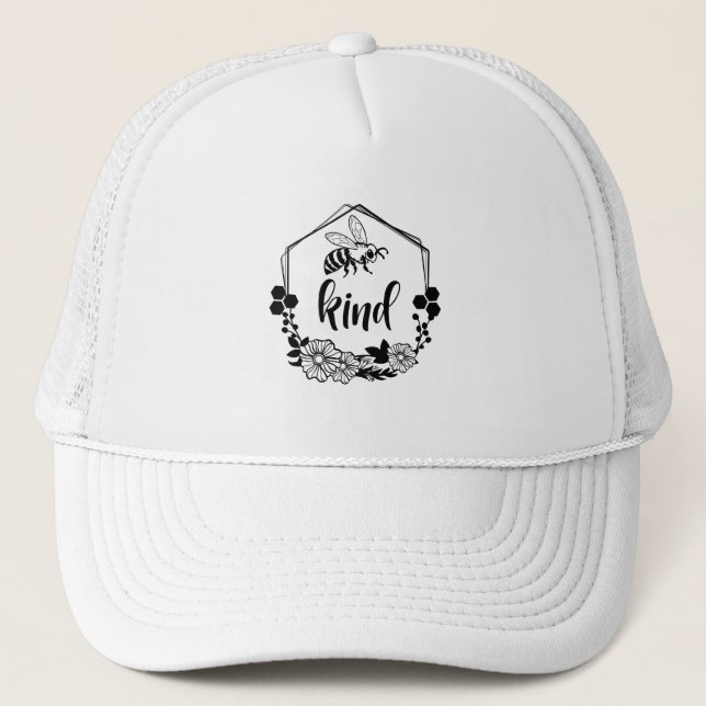 Bee Kind - Inspirational Save The Bees Trucker Hat (Front)