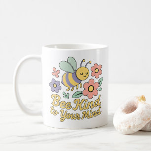 Bee Kind Motivational Floral Design Coffee Mug