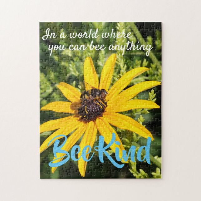 Bee Kind Motivational Photograph Yellow Flower Jigsaw Puzzle (Vertical)