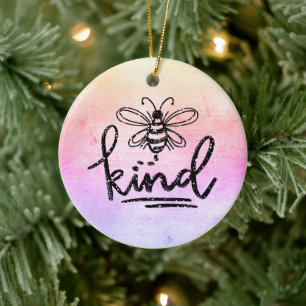 Bee Kind Rainbow Ombre Ceramic Tree Decoration
