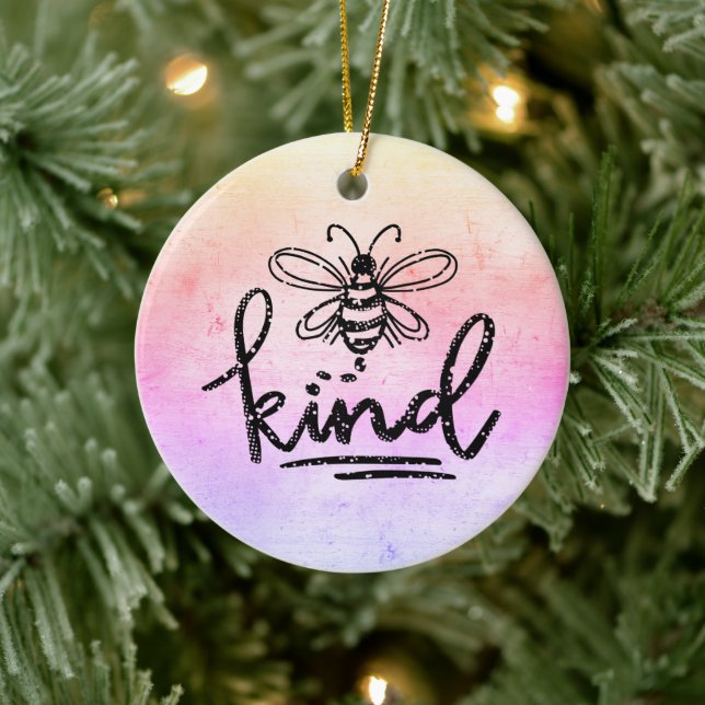Bee Kind Rainbow Ombre Ceramic Tree Decoration (Tree)