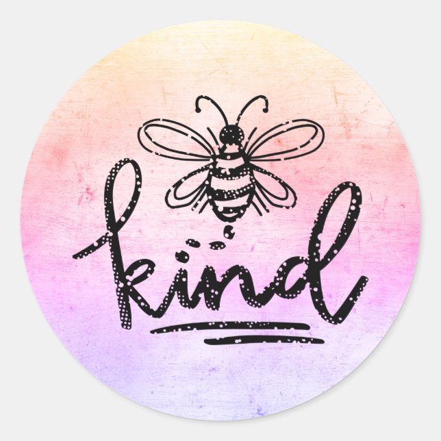 Bee Kind Rainbow Ombre Classic Round Sticker (Front)