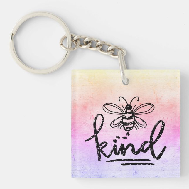 Bee Kind Rainbow Ombre Key Ring (Front)