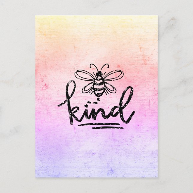 Bee Kind Rainbow Ombre Postcard (Front)