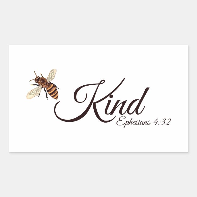 Bee kind rectangular sticker (Front)
