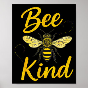 Bee Kind Sitive Quote Cute Funny Design For Kids Poster