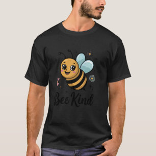 Bee Kind Smiling Cute Bumblebee with Flowers Posit T-Shirt