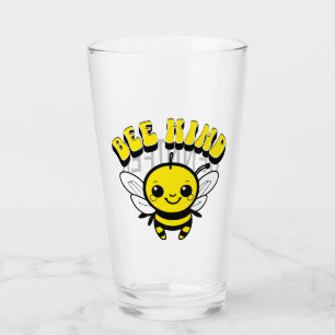 Bee kind text design glass