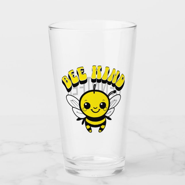 Bee kind text design glass (Front)