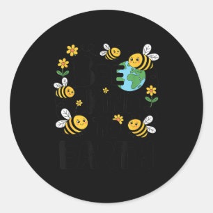 Bee kind to earth - cute bees flowers planet kids classic round sticker