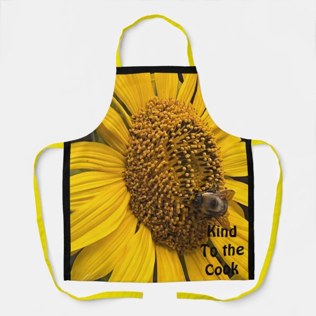 Bee Kind to the Cook Sunflower and Bumblebee Apron (Front)
